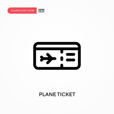 Uçak bileti basit vektör simgesi. Web sitesi veya mobil uygulama için modern, basit düz vektör çizimi