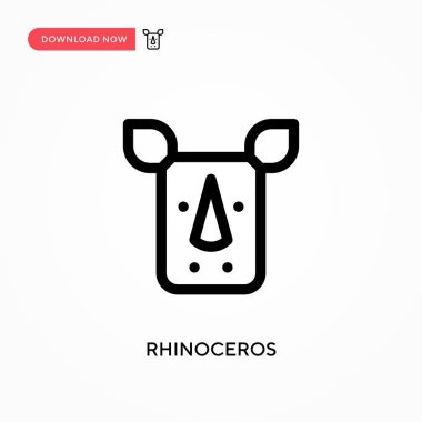 Gergedan basit vektör simgesi. Web sitesi veya mobil uygulama için modern, basit düz vektör çizimi