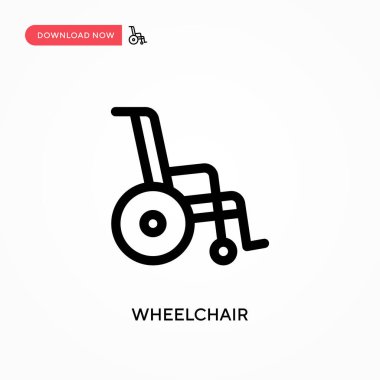 Tekerlekli sandalye basit vektör simgesi. Web sitesi veya mobil uygulama için modern, basit düz vektör çizimi