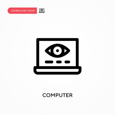 Bilgisayar basit vektör simgesi. Web sitesi veya mobil uygulama için modern, basit düz vektör çizimi