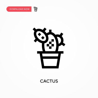 Kaktüs basit vektör simgesi. Web sitesi veya mobil uygulama için modern, basit düz vektör çizimi