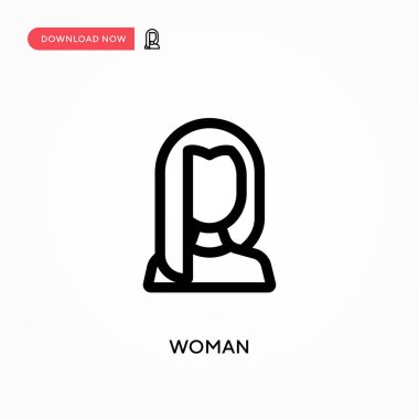 Kadın basit vektör simgesi. Web sitesi veya mobil uygulama için modern, basit düz vektör çizimi