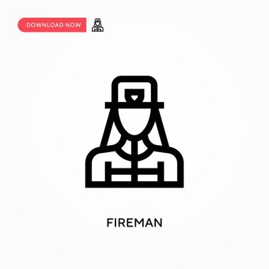 İtfaiyeci, basit vektör ikonu. Web sitesi veya mobil uygulama için modern, basit düz vektör çizimi