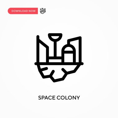 Uzay kolonisi basit vektör simgesi. Web sitesi veya mobil uygulama için modern, basit düz vektör çizimi