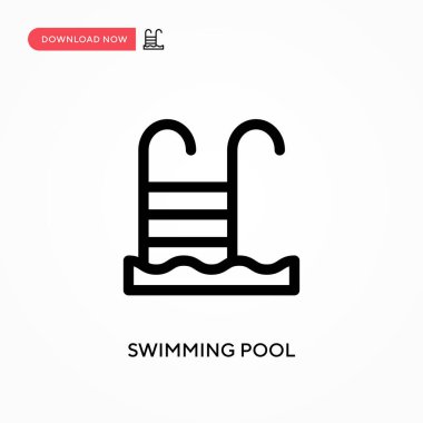 Yüzme havuzu basit vektör simgesi. Web sitesi veya mobil uygulama için modern, basit düz vektör çizimi