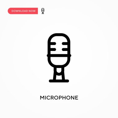 Mikrofon basit vektör simgesi. Web sitesi veya mobil uygulama için modern, basit düz vektör çizimi