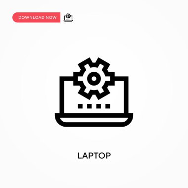 Laptop Basit vektör simgesi. Web sitesi veya mobil uygulama için modern, basit düz vektör çizimi