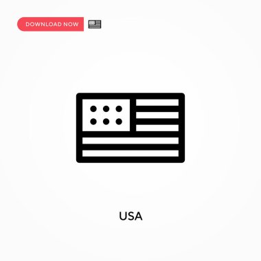 Usa Basit vektör simgesi. Web sitesi veya mobil uygulama için modern, basit düz vektör çizimi