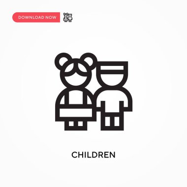 Çocuklar basit vektör simgesi. Web sitesi veya mobil uygulama için modern, basit düz vektör çizimi