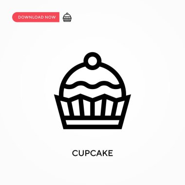 Cupcake Basit vektör simgesi. Web sitesi veya mobil uygulama için modern, basit düz vektör çizimi