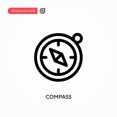 Basit vektör simgesini pusula. Web sitesi veya mobil uygulama için modern, basit düz vektör çizimi