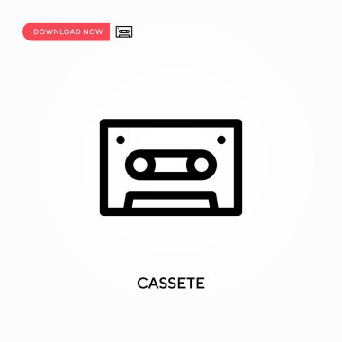 Cassete Basit vektör simgesi. Web sitesi veya mobil uygulama için modern, basit düz vektör çizimi