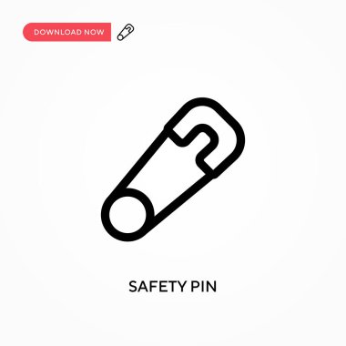 Güvenlik iğnesi basit vektör simgesi. Web sitesi veya mobil uygulama için modern, basit düz vektör çizimi