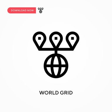 Dünya ızgarası Basit vektör simgesi. Web sitesi veya mobil uygulama için modern, basit düz vektör çizimi