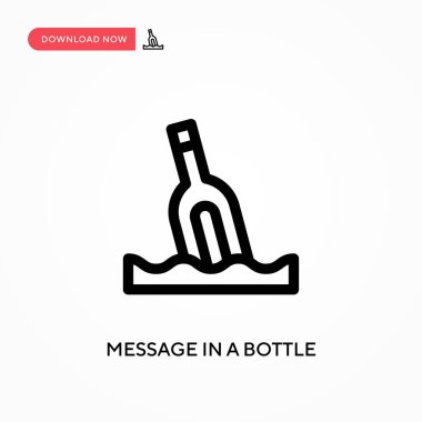 Şişedeki mesaj basit vektör simgesi. Web sitesi veya mobil uygulama için modern, basit düz vektör çizimi