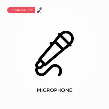 Mikrofon basit vektör simgesi. Web sitesi veya mobil uygulama için modern, basit düz vektör çizimi