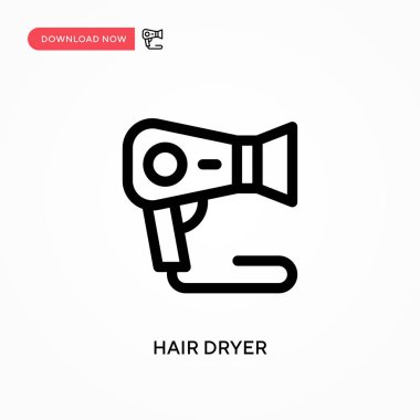 Saç kurutma makinesi basit vektör simgesi. Web sitesi veya mobil uygulama için modern, basit düz vektör çizimi