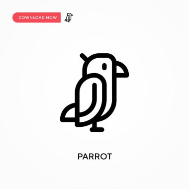Papağan basit vektör simgesi. Web sitesi veya mobil uygulama için modern, basit düz vektör çizimi