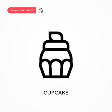 Cupcake Basit vektör simgesi. Web sitesi veya mobil uygulama için modern, basit düz vektör çizimi