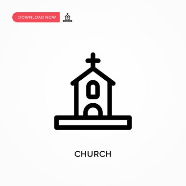 Kilise basit vektör ikonu. Web sitesi veya mobil uygulama için modern, basit düz vektör çizimi