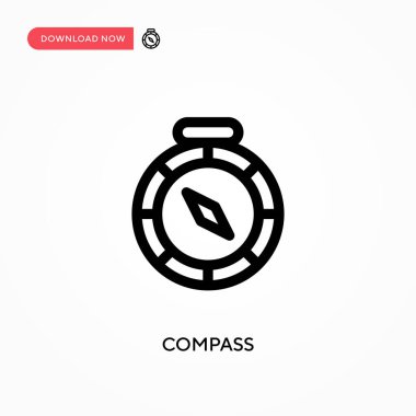 Basit vektör simgesini pusula. Web sitesi veya mobil uygulama için modern, basit düz vektör çizimi