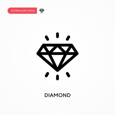 Elmas basit vektör simgesi. Web sitesi veya mobil uygulama için modern, basit düz vektör çizimi