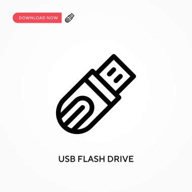 Usb flash disk basit vektör simgesi. Web sitesi veya mobil uygulama için modern, basit düz vektör çizimi