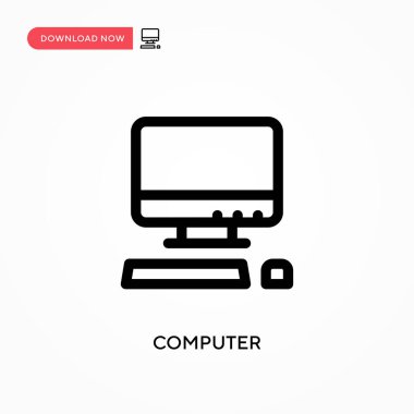 Bilgisayar basit vektör simgesi. Web sitesi veya mobil uygulama için modern, basit düz vektör çizimi