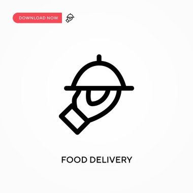 Yemek teslimatı basit vektör ikonu. Web sitesi veya mobil uygulama için modern, basit düz vektör çizimi