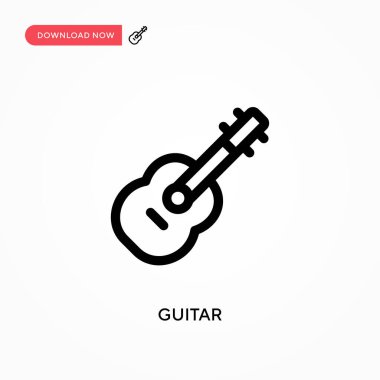 Gitar basit vektör simgesi. Web sitesi veya mobil uygulama için modern, basit düz vektör çizimi