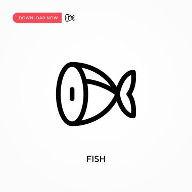Fish Simple vektör simgesi. Web sitesi veya mobil uygulama için modern, basit düz vektör çizimi
