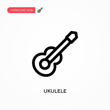 Ukulele Basit vektör simgesi. Web sitesi veya mobil uygulama için modern, basit düz vektör çizimi