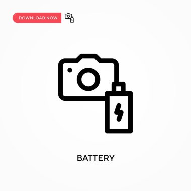Batarya Basit vektör simgesi. Web sitesi veya mobil uygulama için modern, basit düz vektör çizimi