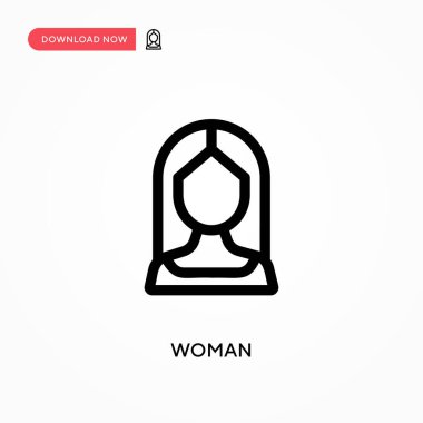 Kadın basit vektör simgesi. Web sitesi veya mobil uygulama için modern, basit düz vektör çizimi