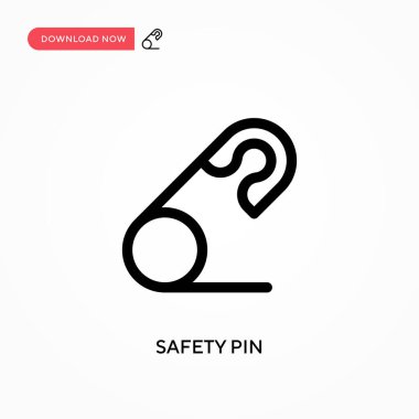 Güvenlik iğnesi basit vektör simgesi. Web sitesi veya mobil uygulama için modern, basit düz vektör çizimi