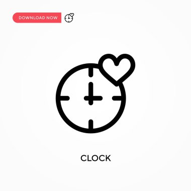Saat Basit vektör simgesi. Web sitesi veya mobil uygulama için modern, basit düz vektör çizimi