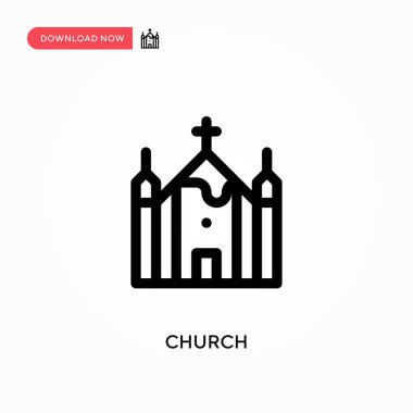 Kilise basit vektör ikonu. Web sitesi veya mobil uygulama için modern, basit düz vektör çizimi