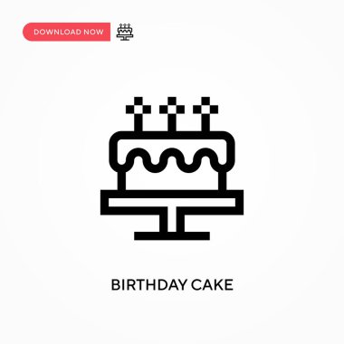 Doğum günü pastası basit vektör simgesi. Web sitesi veya mobil uygulama için modern, basit düz vektör çizimi