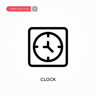 Saat Basit vektör simgesi. Web sitesi veya mobil uygulama için modern, basit düz vektör çizimi