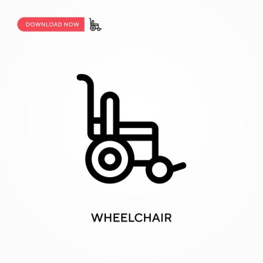 Tekerlekli sandalye basit vektör simgesi. Web sitesi veya mobil uygulama için modern, basit düz vektör çizimi