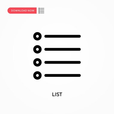 Basit vektör simgesini listele. Web sitesi veya mobil uygulama için modern, basit düz vektör çizimi