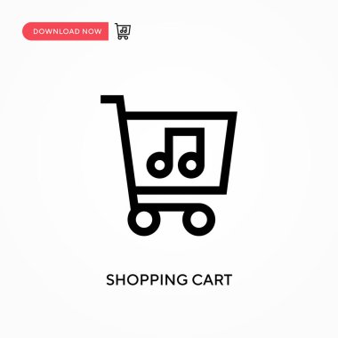 Alışveriş arabası basit vektör simgesi. Web sitesi veya mobil uygulama için modern, basit düz vektör çizimi