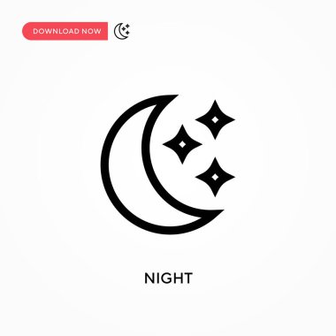 Gece Basit vektör simgesi. Web sitesi veya mobil uygulama için modern, basit düz vektör çizimi