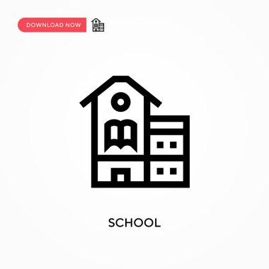 Okulun basit vektör simgesi. Web sitesi veya mobil uygulama için modern, basit düz vektör çizimi