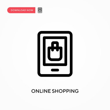 Çevrimiçi alışveriş basit vektör simgesi. Web sitesi veya mobil uygulama için modern, basit düz vektör çizimi