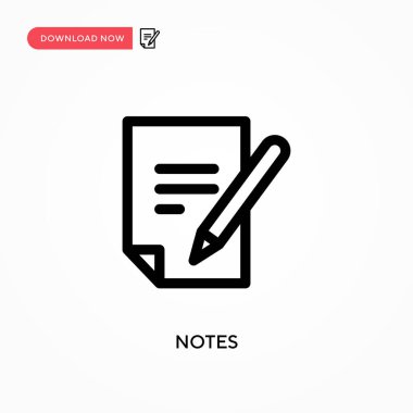 Notlar basit vektör simgesi. Web sitesi veya mobil uygulama için modern, basit düz vektör çizimi