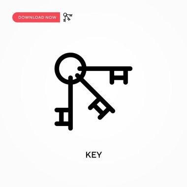 Anahtar Basit vektör simgesi. Web sitesi veya mobil uygulama için modern, basit düz vektör çizimi