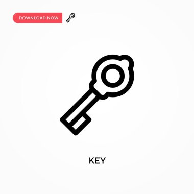 Anahtar Basit vektör simgesi. Web sitesi veya mobil uygulama için modern, basit düz vektör çizimi