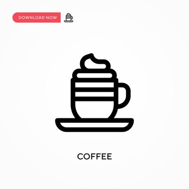 Basit kahve vektör simgesi. Web sitesi veya mobil uygulama için modern, basit düz vektör çizimi