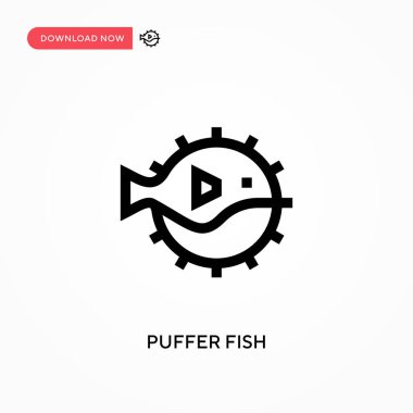 Kirpi balığı basit vektör simgesi. Web sitesi veya mobil uygulama için modern, basit düz vektör çizimi